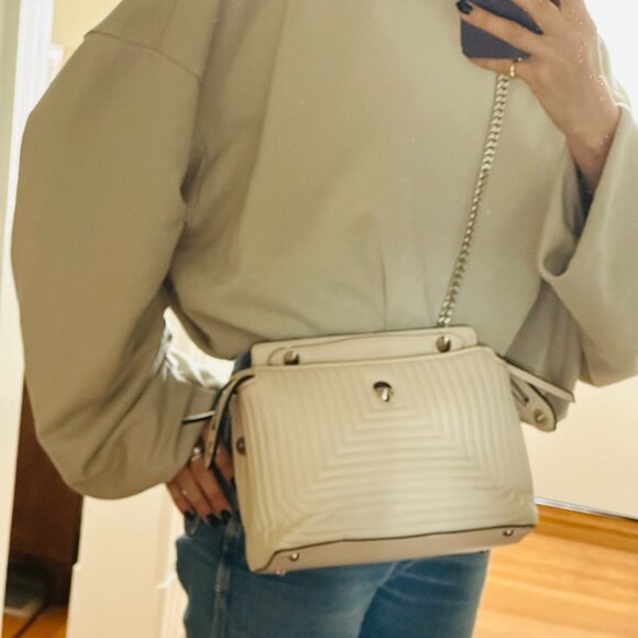 NEW: FENDI DotCom Click | Cream Lambskin Leather Satchel Bag with Chain Strap - Picture 9 of 9